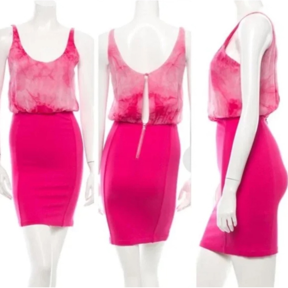 ALICE + OLIVIA pink 8 cocktail party tie dye mini dress